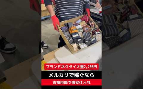 ブランドネクタイ大量2,250円【せどり副業で月収アップ】メルカリで稼ぐなら古物市場で激安仕入れ｜東京マーケットの競り風景！