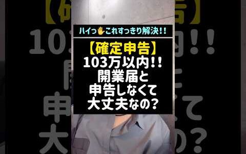 【確定申告】103万以内！！開業届と申告しなくて大丈夫なの？